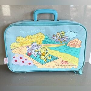 Vintage Care Bears 1986 Setting Sail For Grandma’s Suitcase Luggage Light Blue